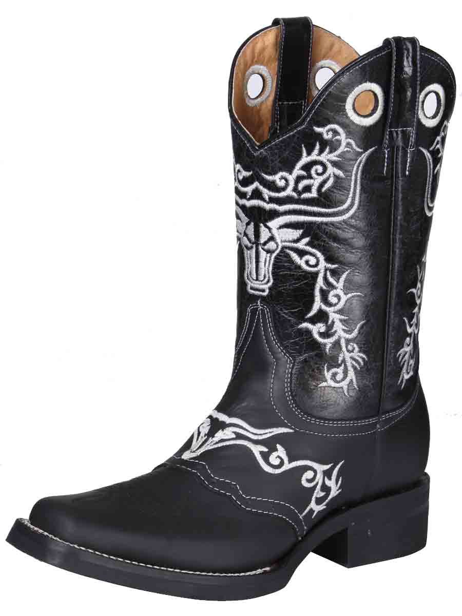 El General Men's Leather Cowboy Boot –  Black – Style 34313