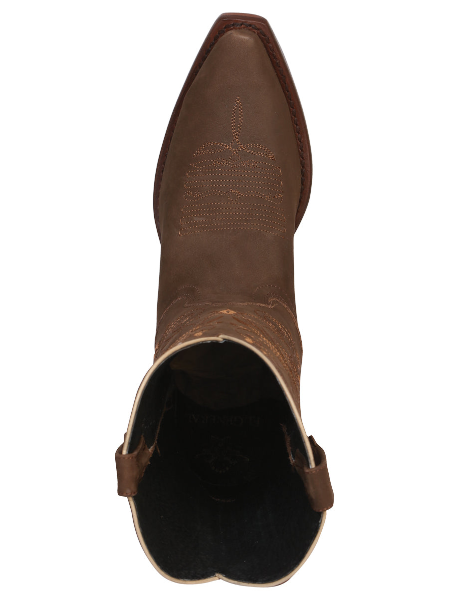El General Women’s Leather Cowboy Boot – Nubuck Camel – Style 34513