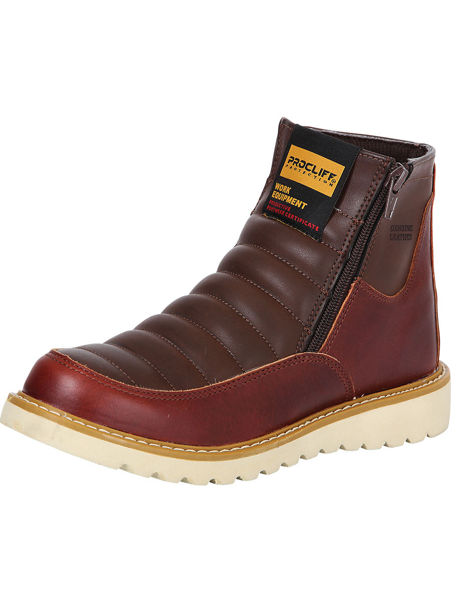 ProCliff Women’s Leather Zipper Work Boot – Wine – Style 35205