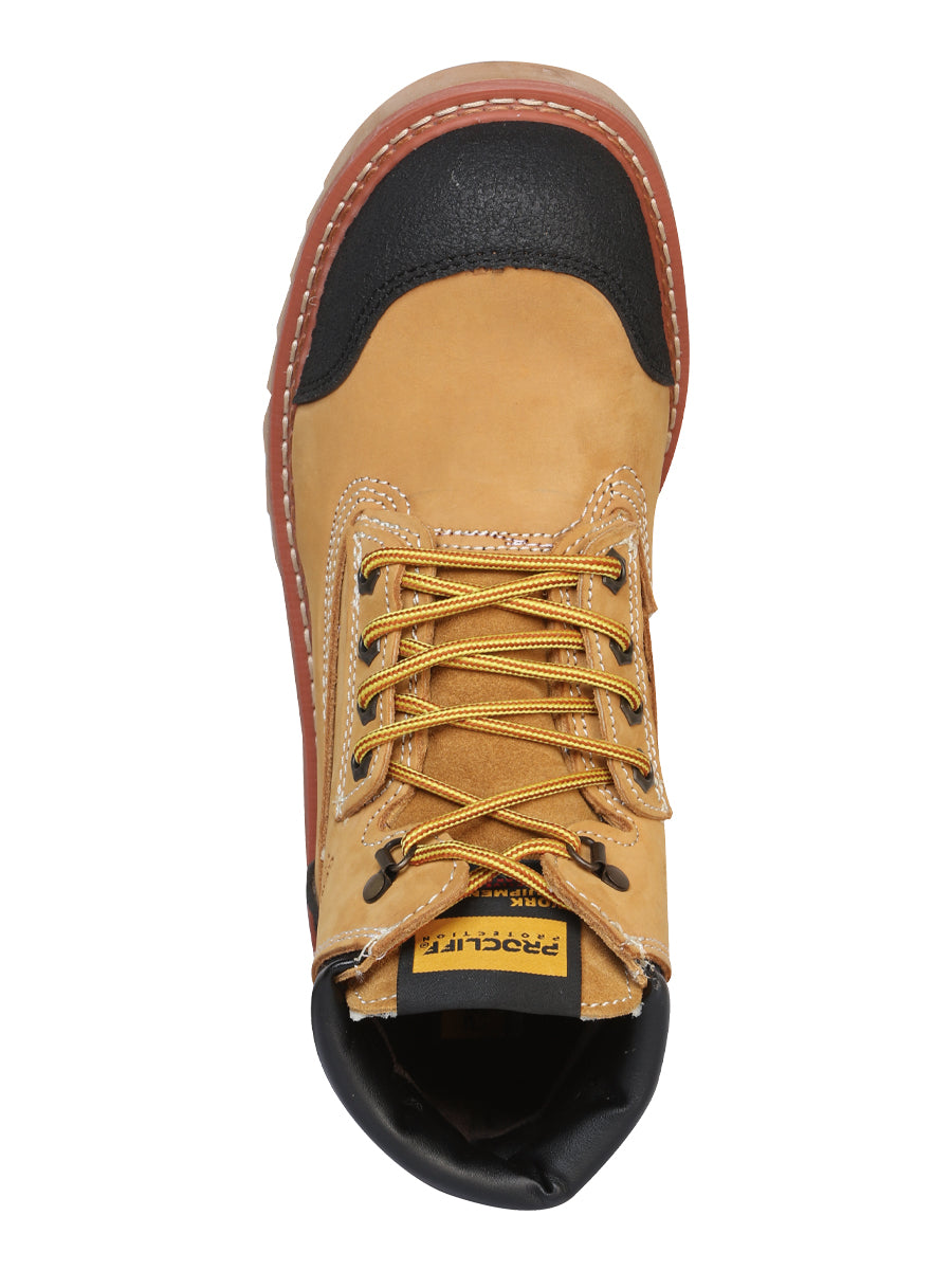 ProCliff Protection Men’s Lace-Up Steel Toe Work Shoe – Nubuck Honey – Style 35218