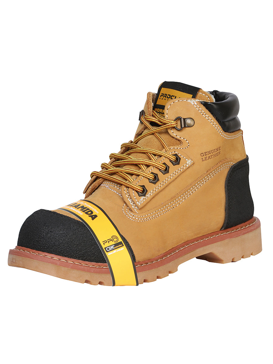 ProCliff Protection Men’s Lace-Up Steel Toe Work Shoe – Nubuck Honey – Style 35218