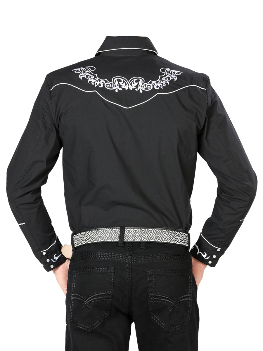 El General Charro Embroidery Western Shirt – Black/White – Style 40987