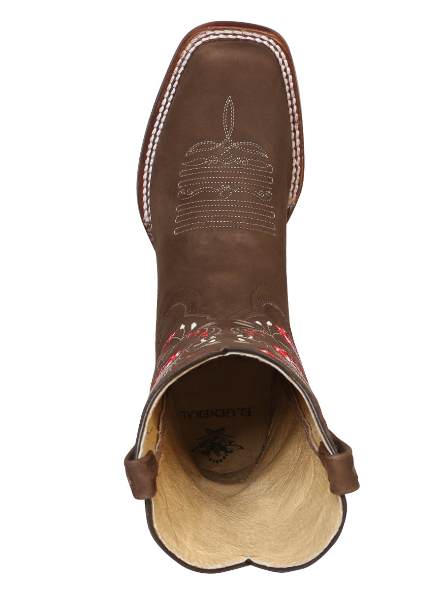 El General Womens Rodeo Boot - Suede Brown 42984