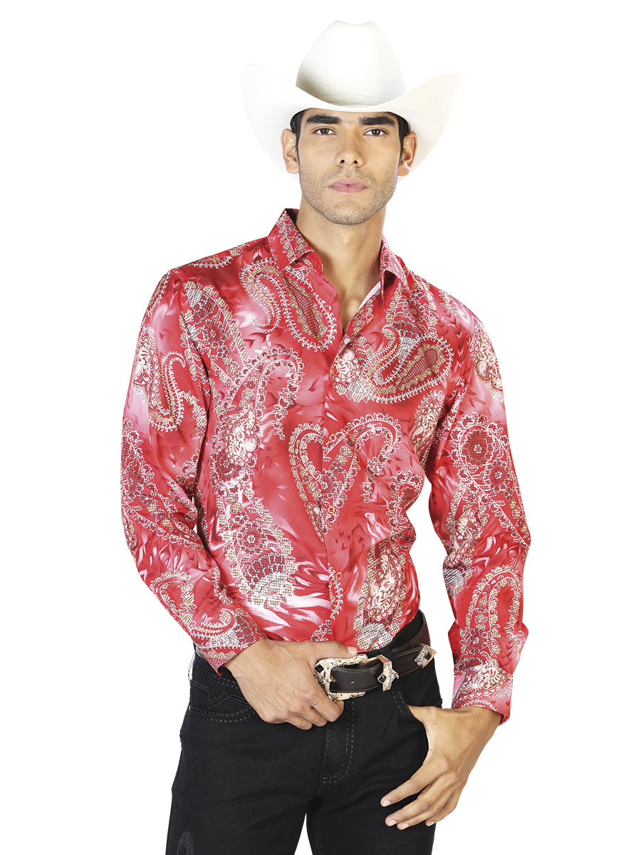 Red Casual Long Sleeve Shirt 43578