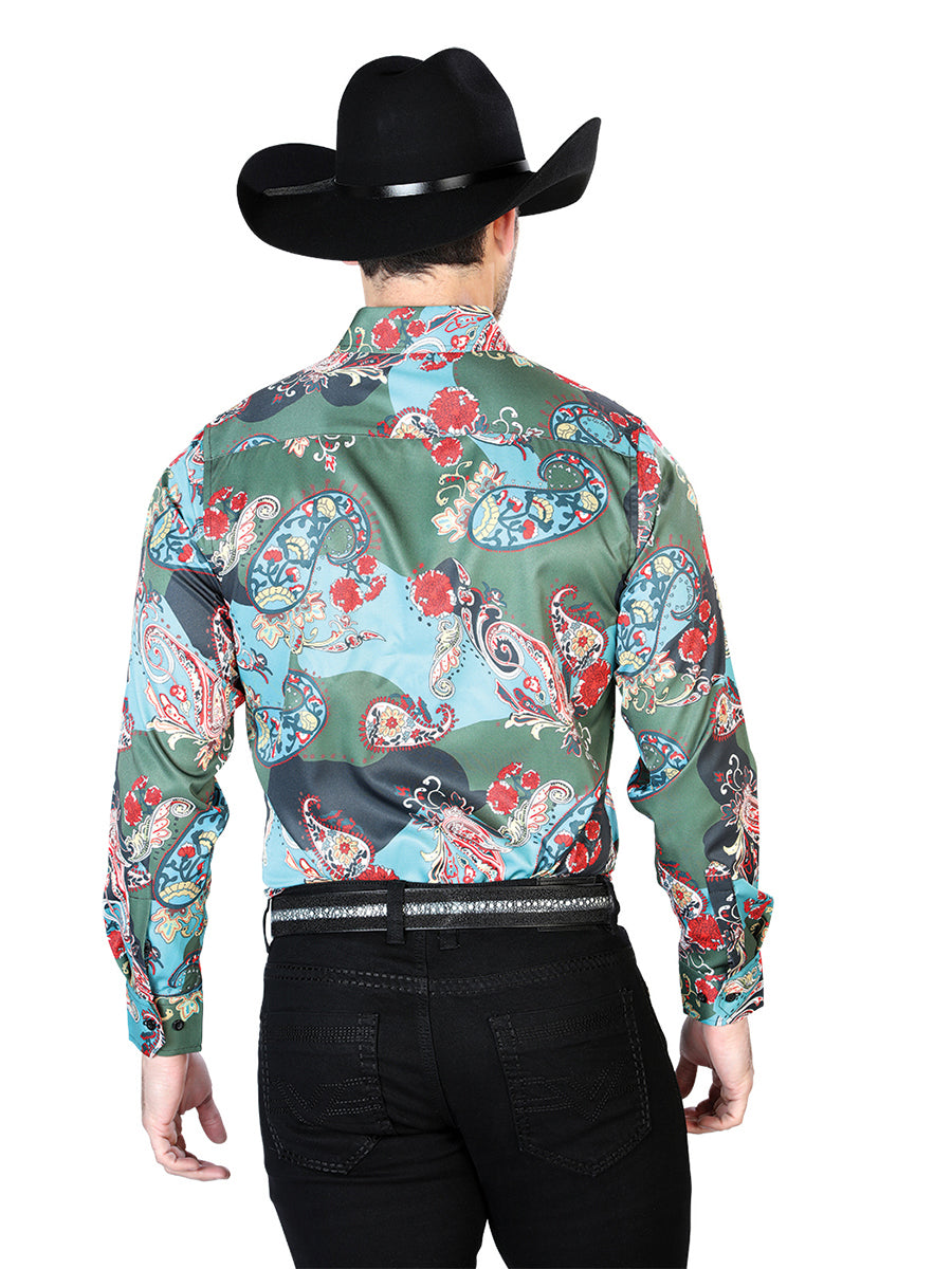 Senor De Los Cielos Green Casual Long Sleeve Shirt 43681