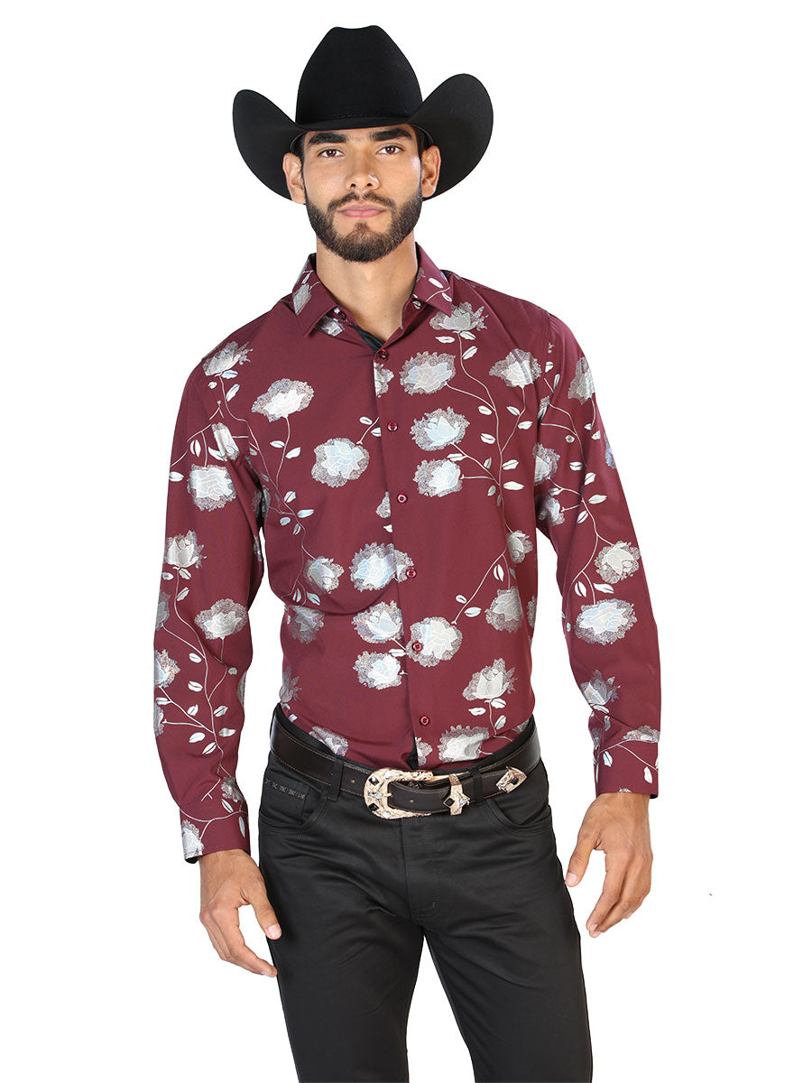 Wine Casual Long Sleeve Shirt 43776