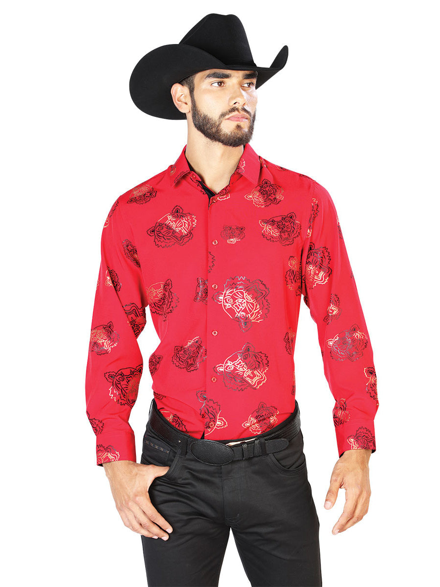 Red Casual Long Sleeve Shirt 43840