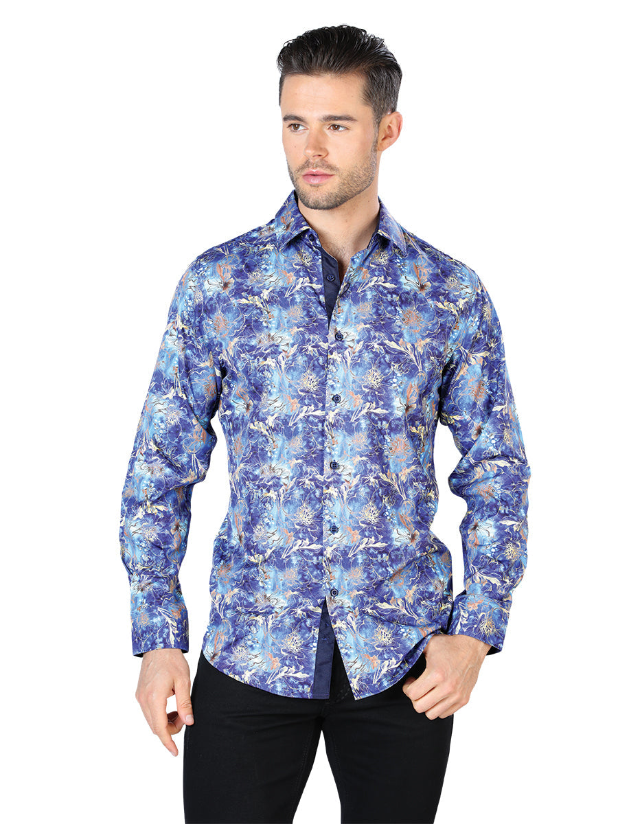 Blue Casual Long Sleeve Shirt 44050