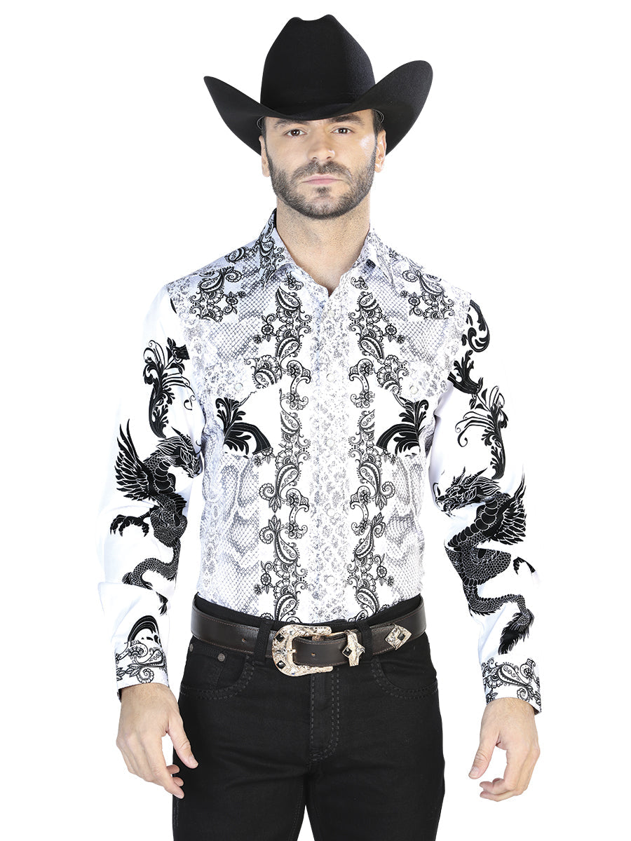 White Black Casual Long Sleeve Shirt 44066