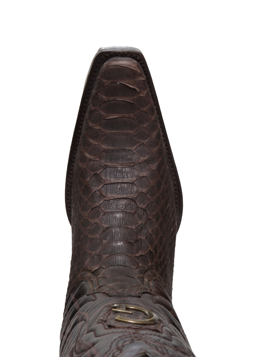 El General Men’s Exotic Python Leather Cowboy Boots – Brown – Style 45088