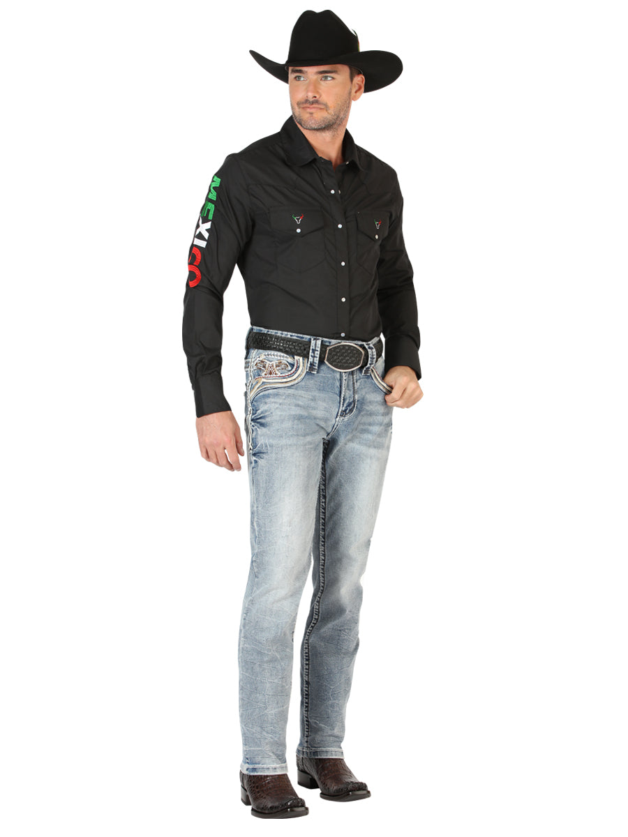 Centenario Men's Premium Denim Boot Cut Pants - Black 45532