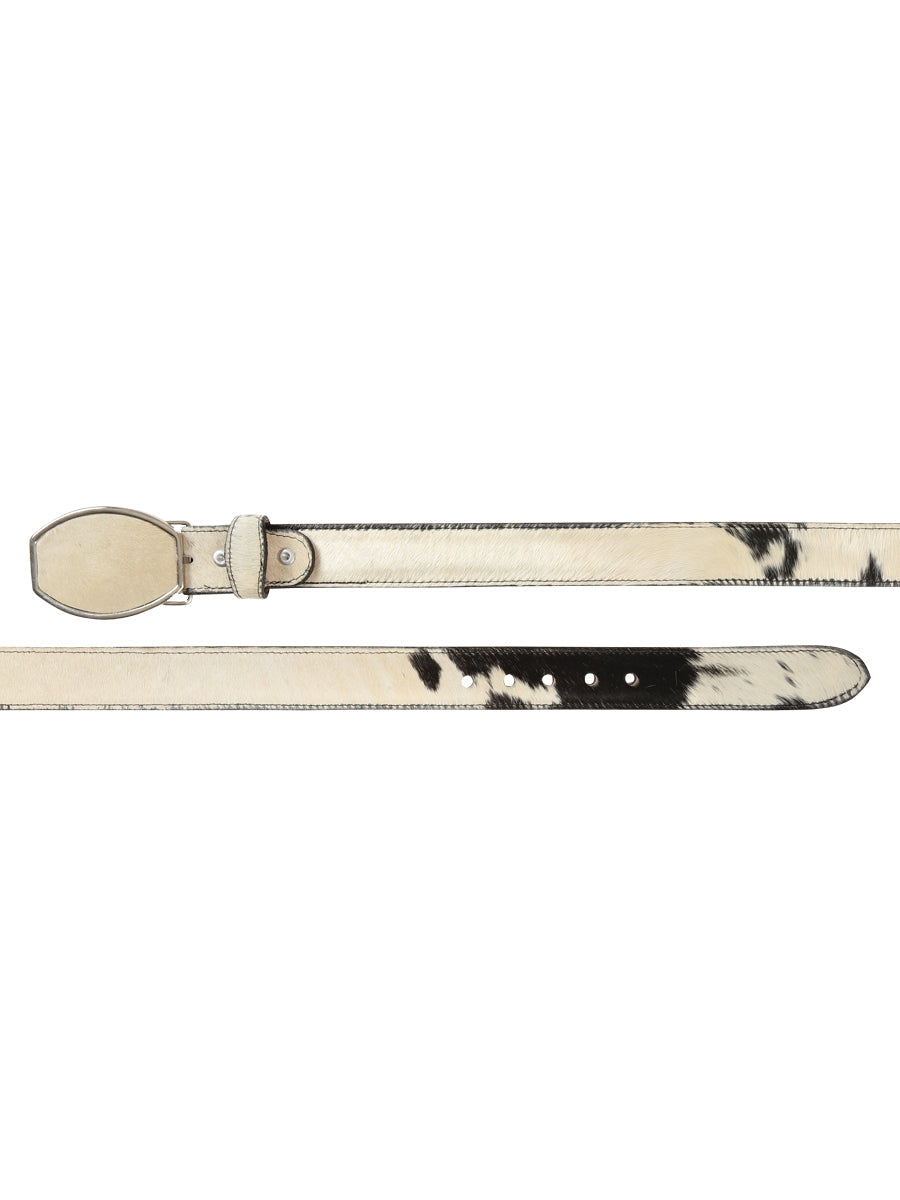 El General Men’s Western Belt - Cowhide Hair Print - Black/White 45681