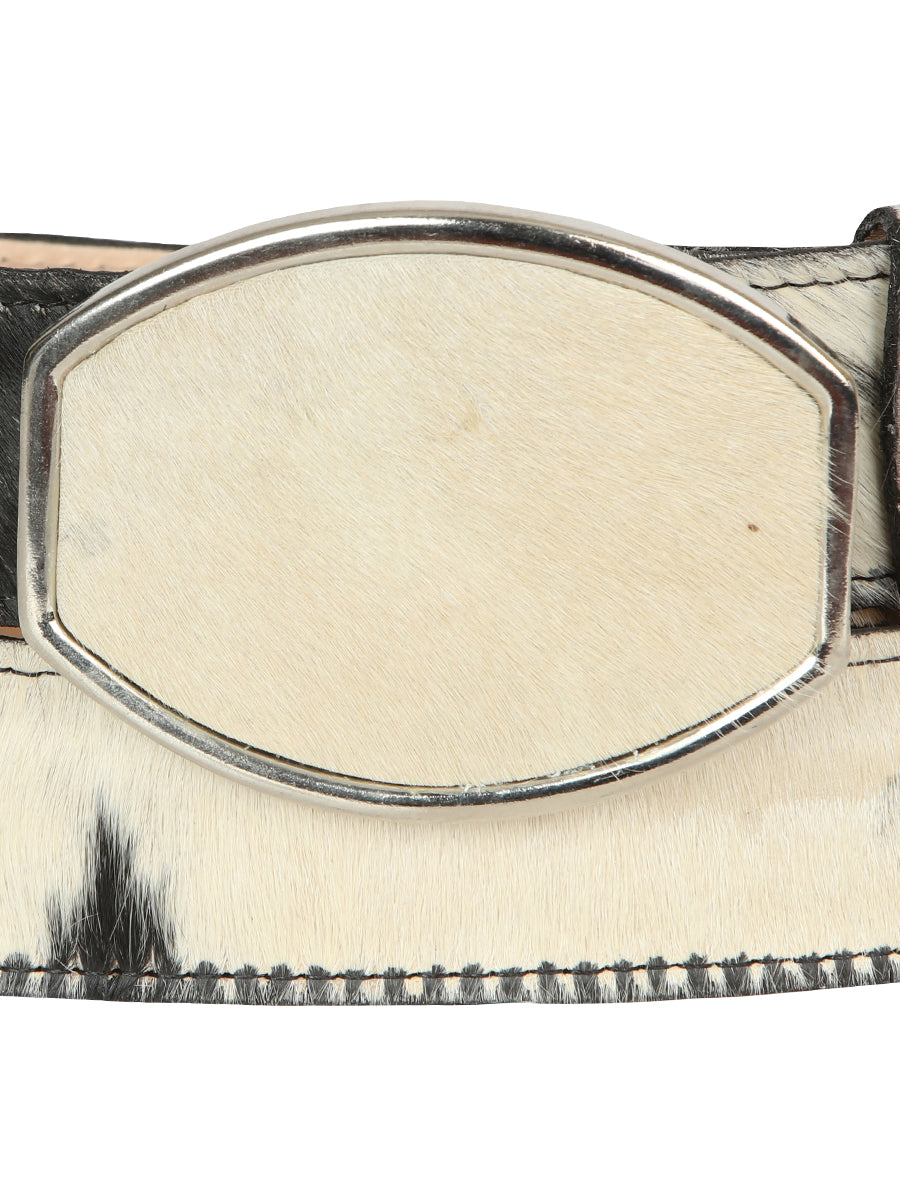 El General Men’s Western Belt - Cowhide Hair Print - Black/White 45681