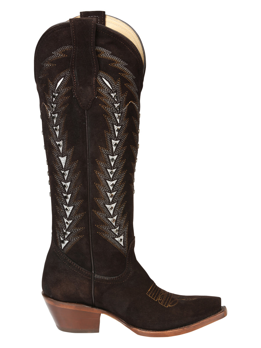 El General Women’s Embroidered Western Boots - Dark Brown 45789