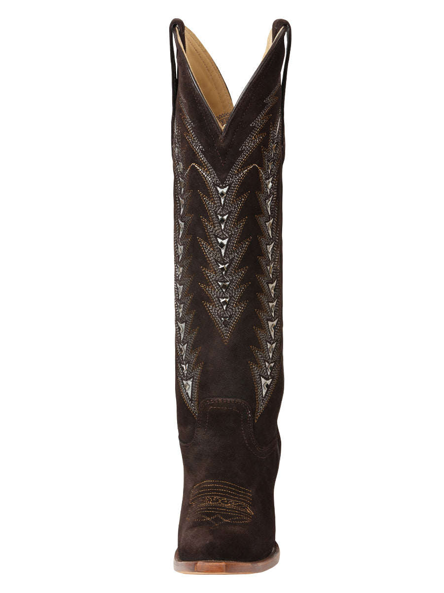 El General Women’s Embroidered Western Boots - Dark Brown 45789