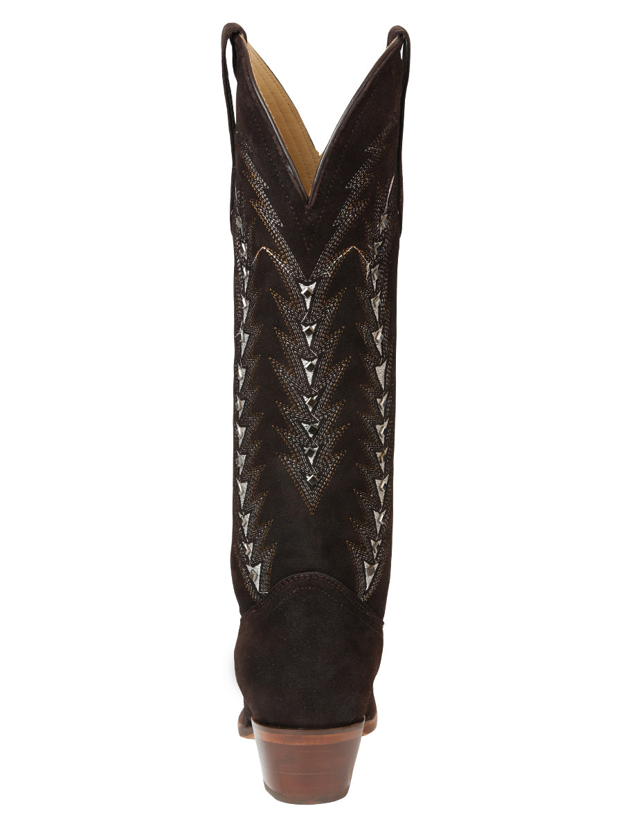 El General Women’s Embroidered Western Boots - Dark Brown 45789