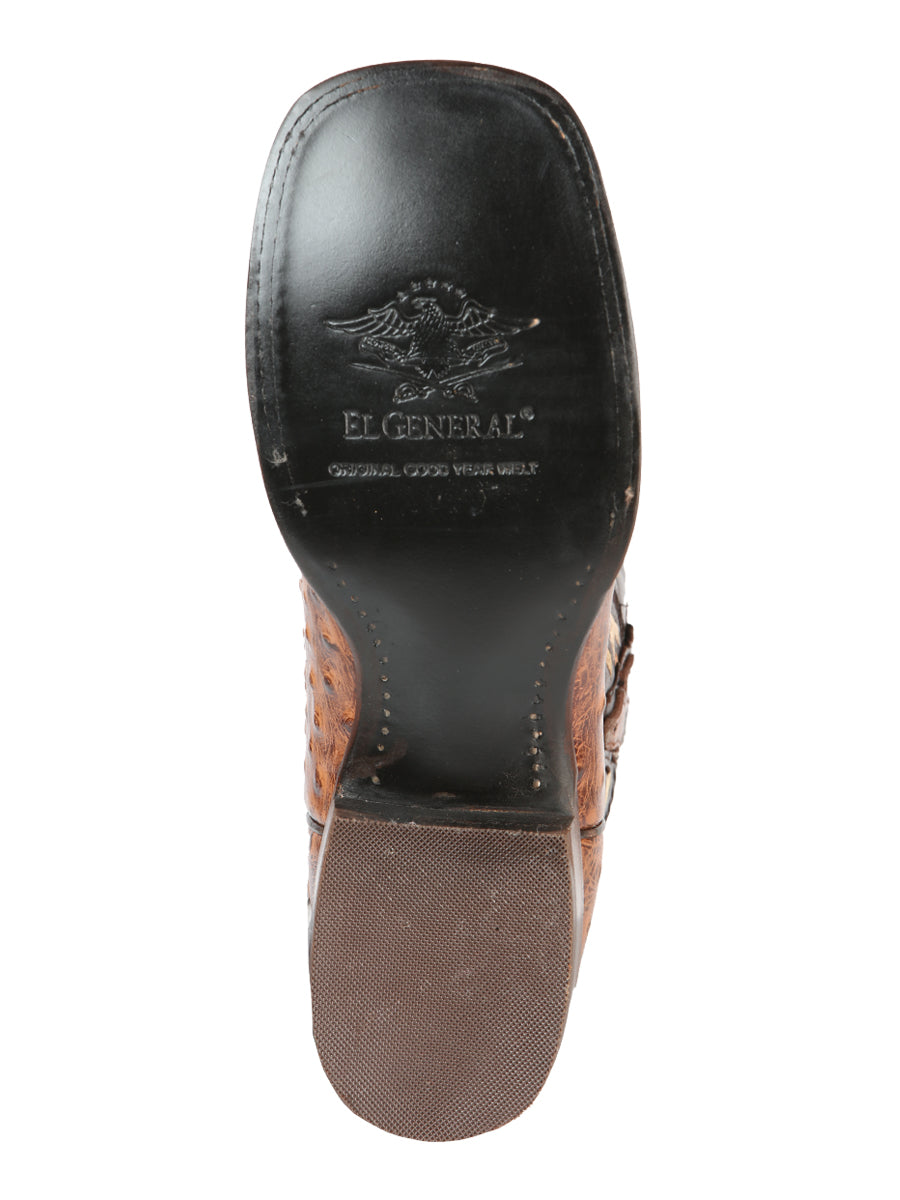 El General Men's Leather Cowboy Boot - Printed Ostrich Shedron 51239