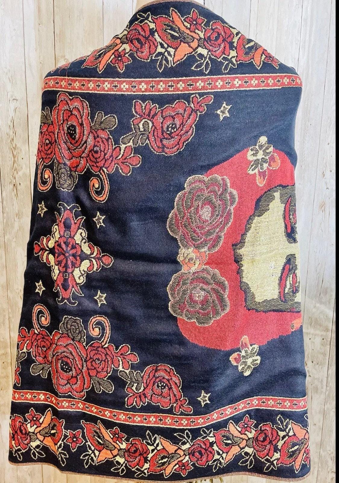 Artesenal Mexican Frida Kahlo Shawl Wrap Reboso Pashima Artesanal Mexicano de Frida Kahlo