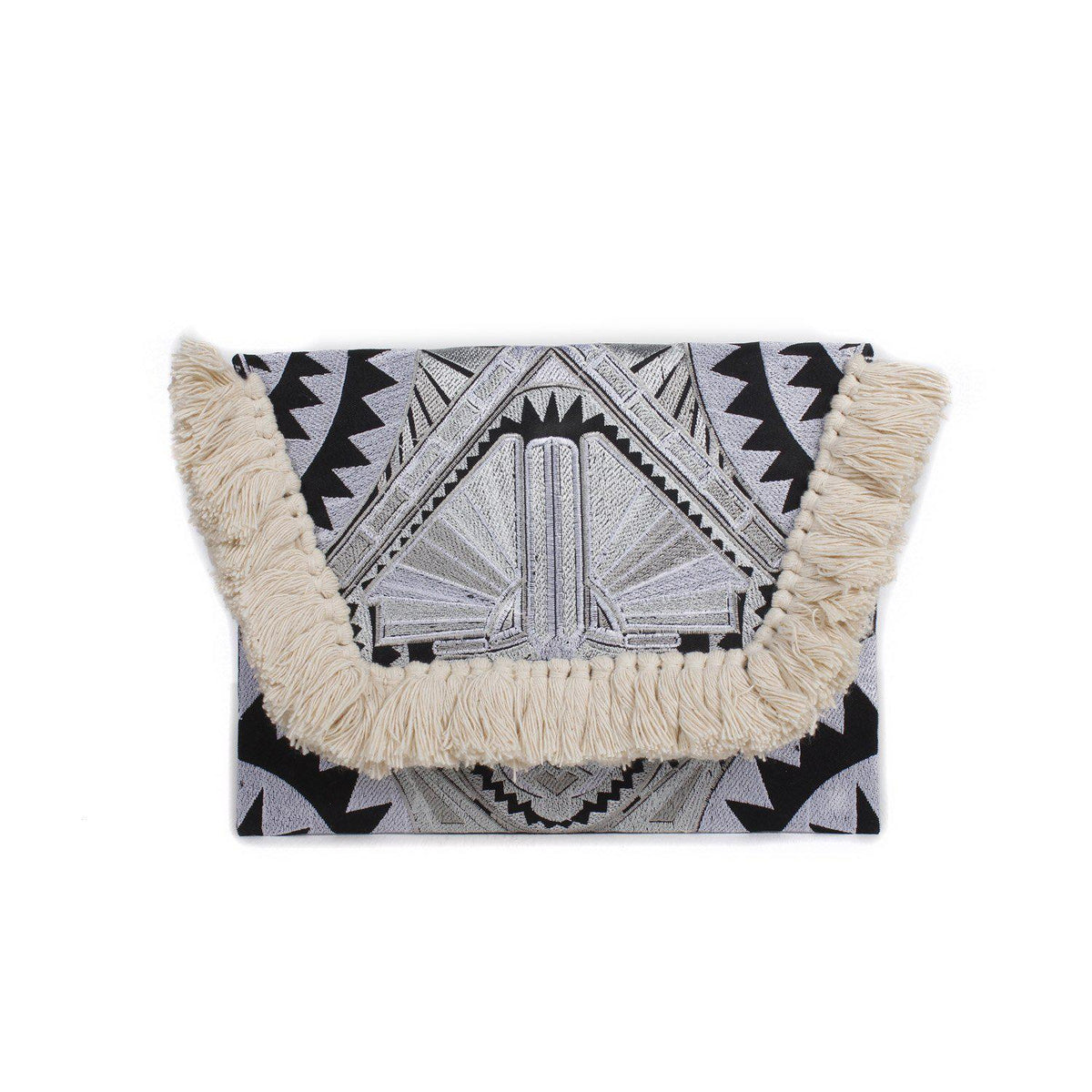 Embroidered Multi Tassel Envelope Clutch Bag - Thailand