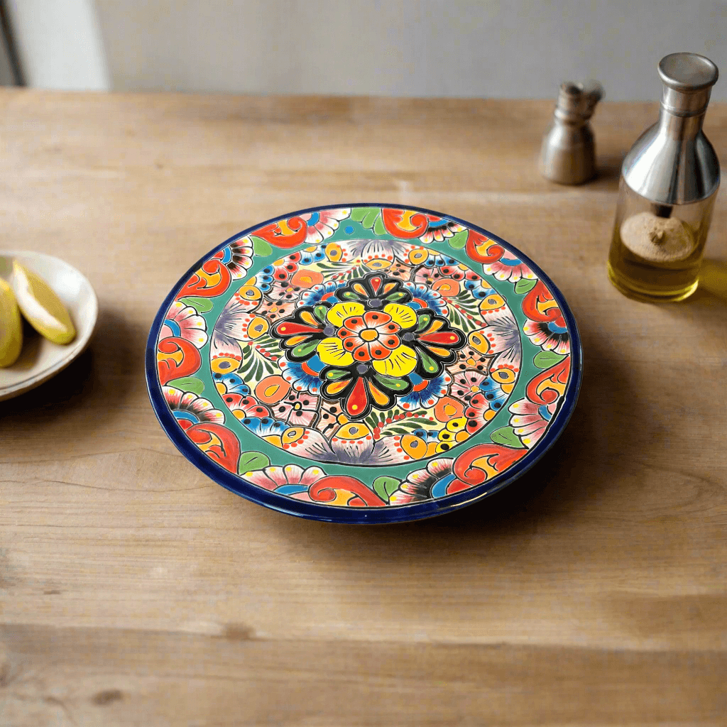 Plato trinche de talavera de 10" | Vajilla mexicana colorida