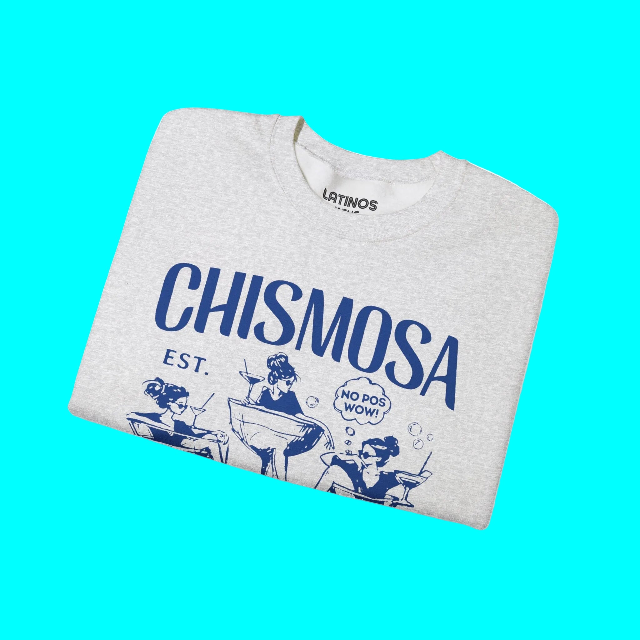 Sudadera con cuello redondo del Chismosa Social Club | ¡No Pos Wow! ¡Solo por invitación! Sudadera divertida con cuello redondo y forro polar latino | 3 colores disponibles