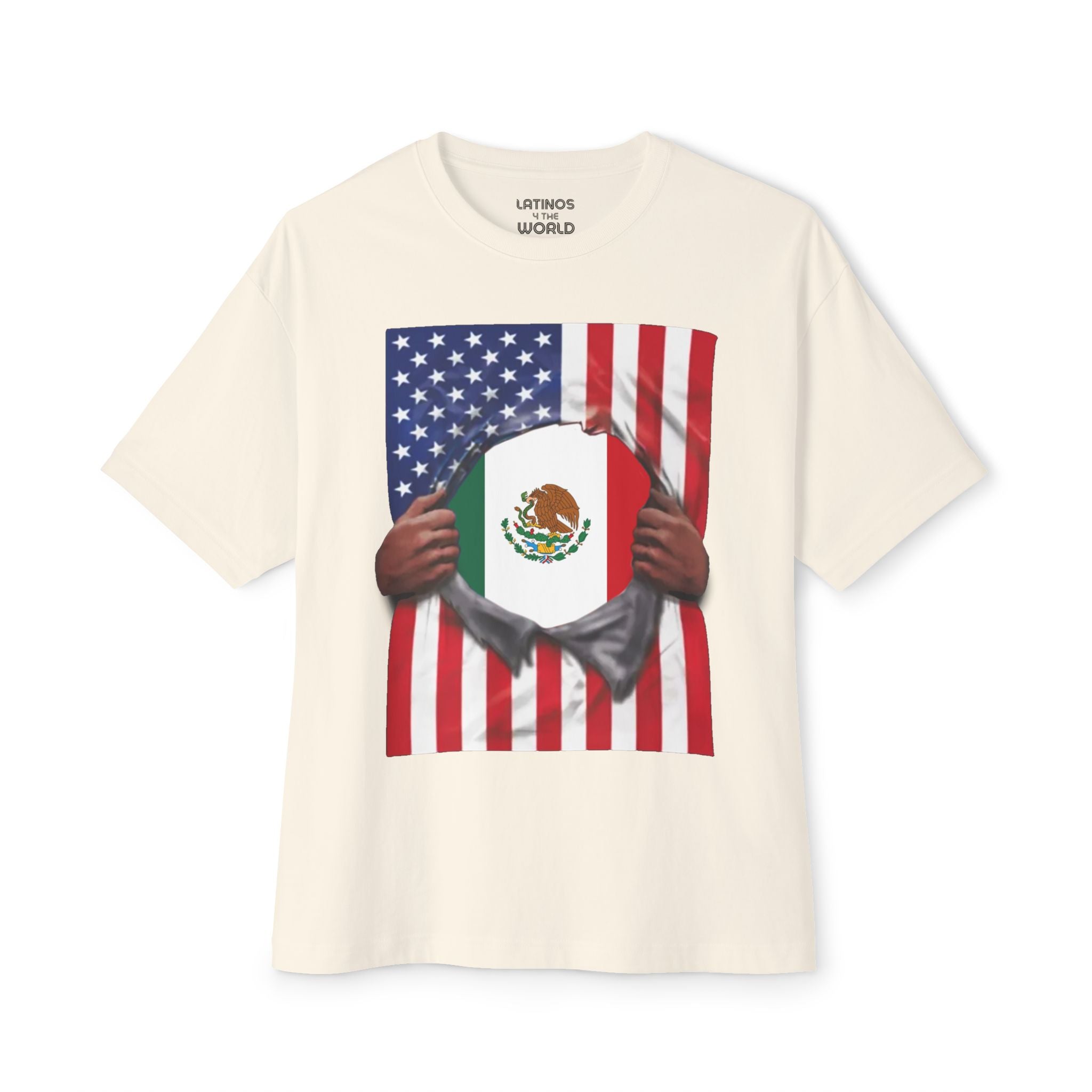 Camiseta de orgullo de la bandera de México + la bandera de EE. UU. | Desgarro de la bandera mexicana + estadounidense 4 de julio | Camisetas latinas virales divertidas | Unisex - 4 colores