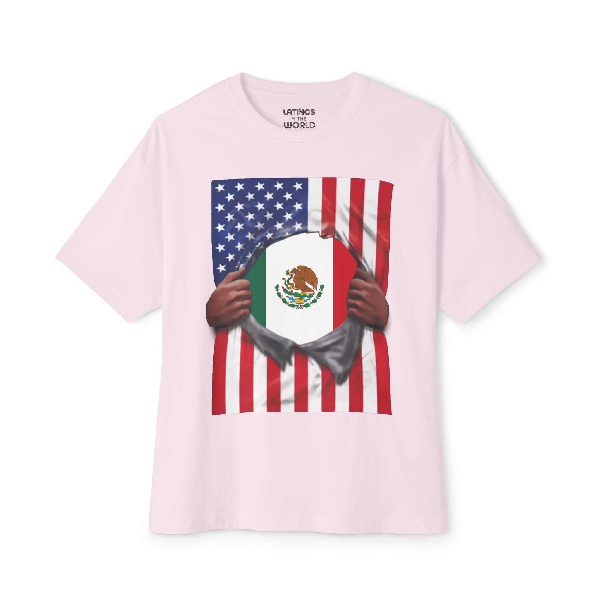 Camiseta de orgullo de la bandera de México + la bandera de EE. UU. | Desgarro de la bandera mexicana + estadounidense 4 de julio | Camisetas latinas virales divertidas | Unisex - 4 colores