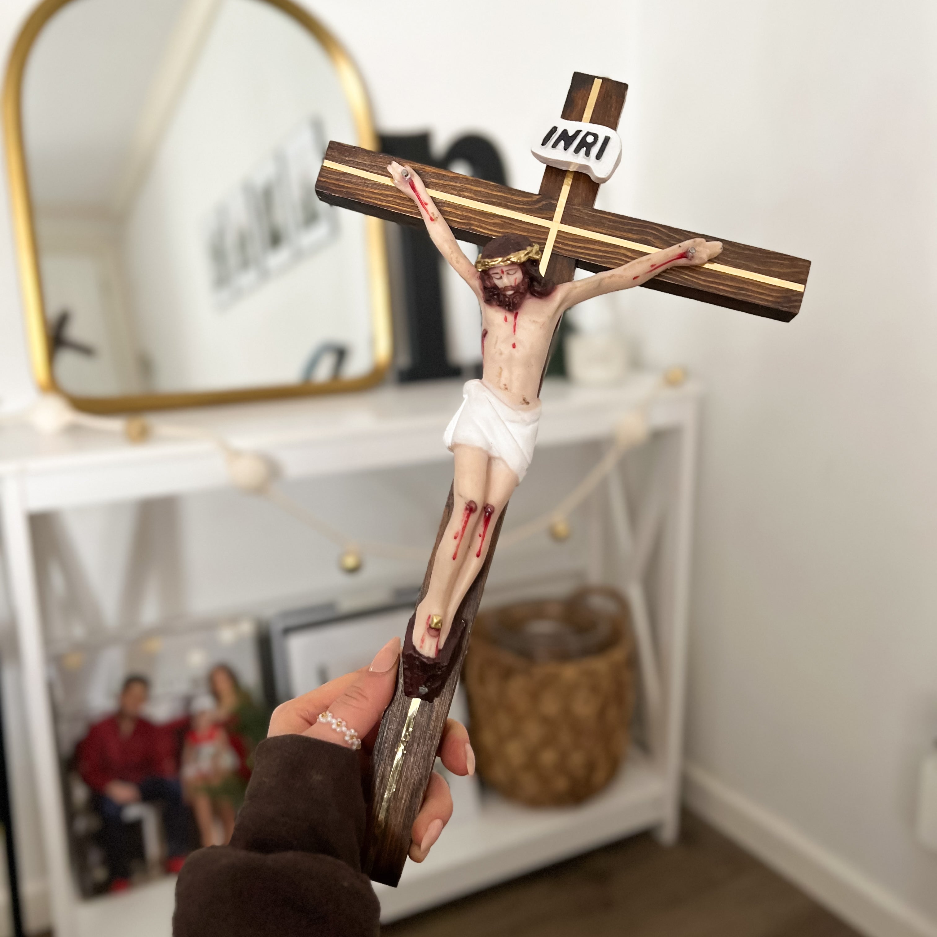 Decoración de pared de cruz de Jesús al cuadrado