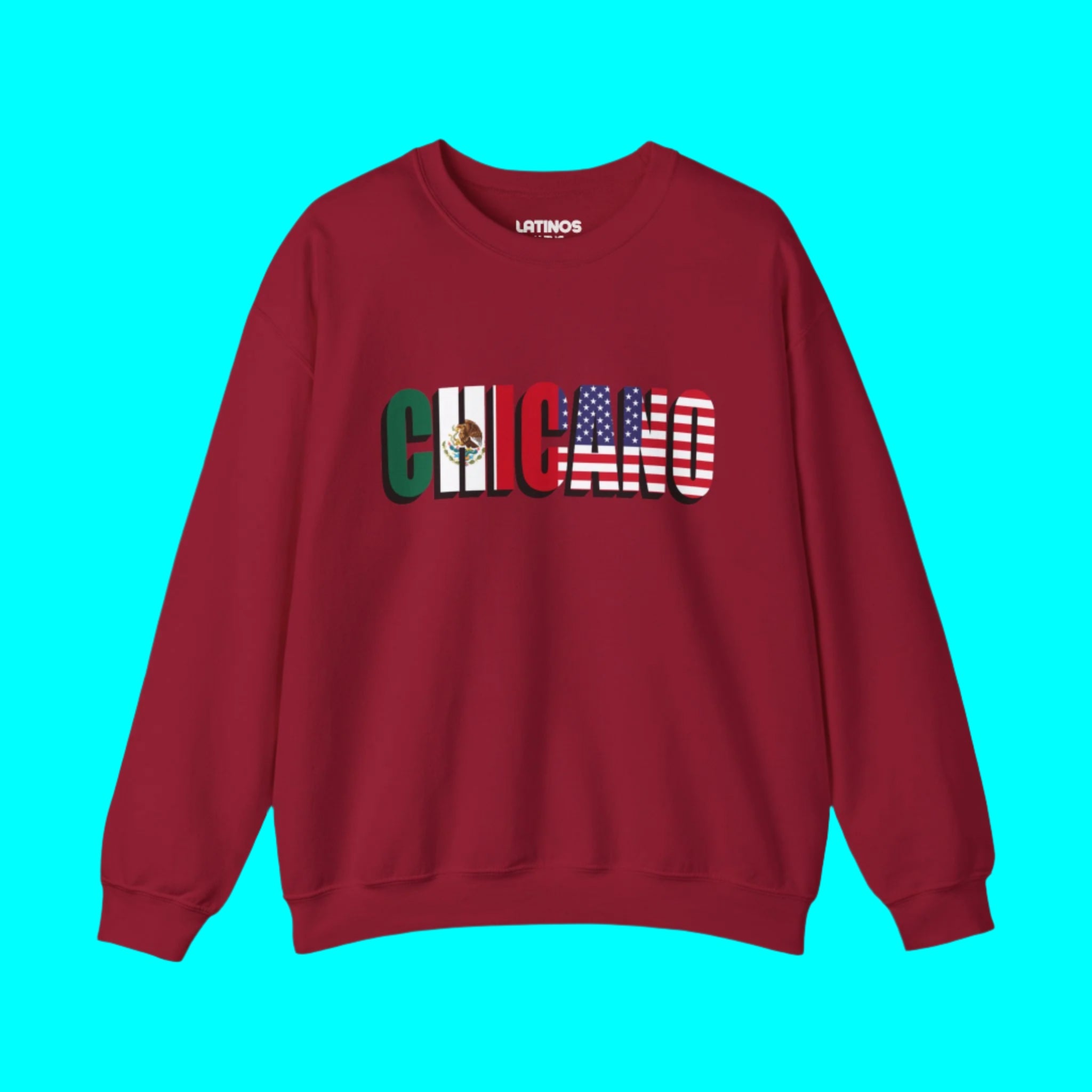 CHICANO Mexico and USA Flag Fleece-Lined Crewneck Sweater | 4th Of July | Funny Viral Latino