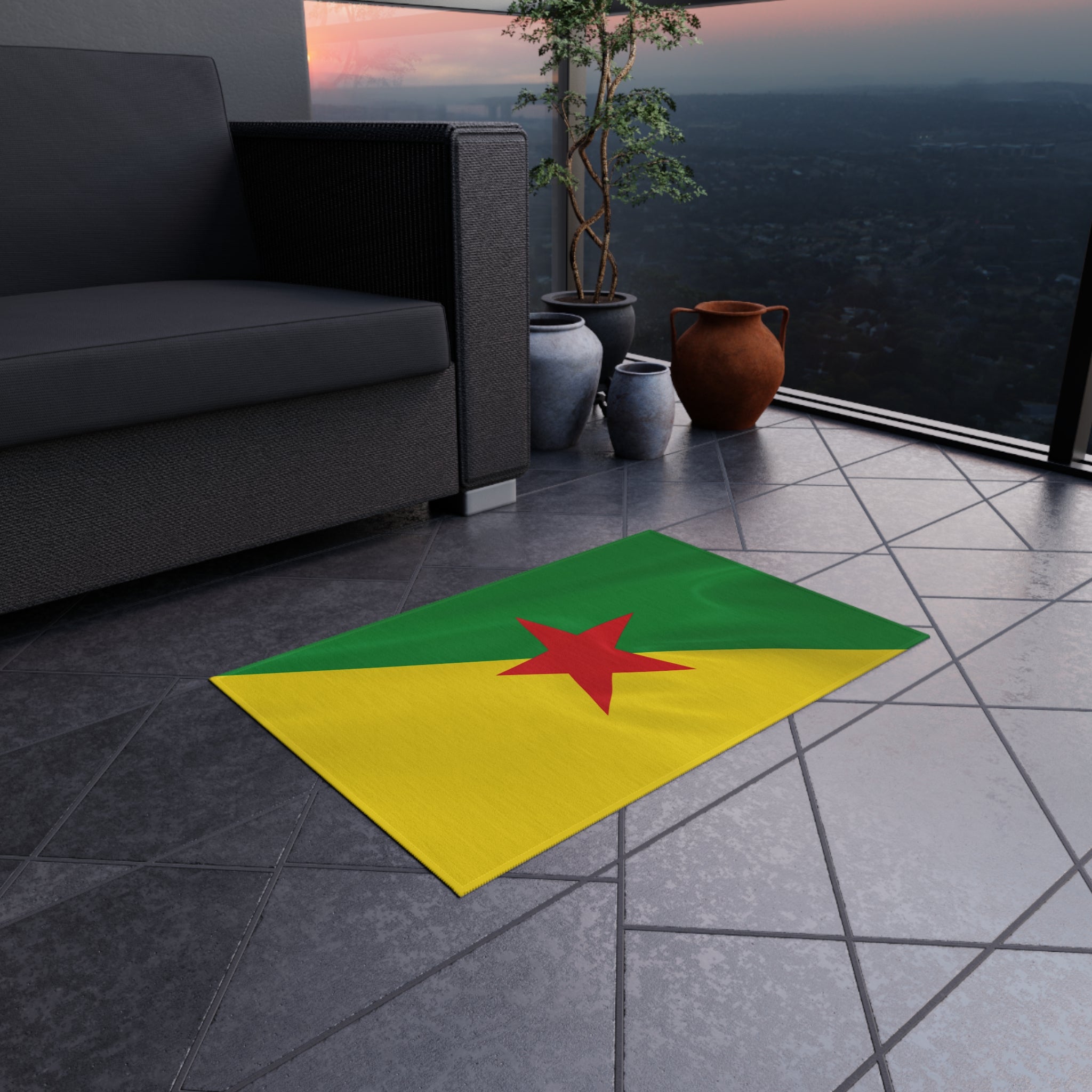 Alfombrilla antideslizante para exteriores con la bandera de la Guayana Francesa | Cayena | Matoury | Kourou | Regalo para guayaneses franceses | 24"x36"
