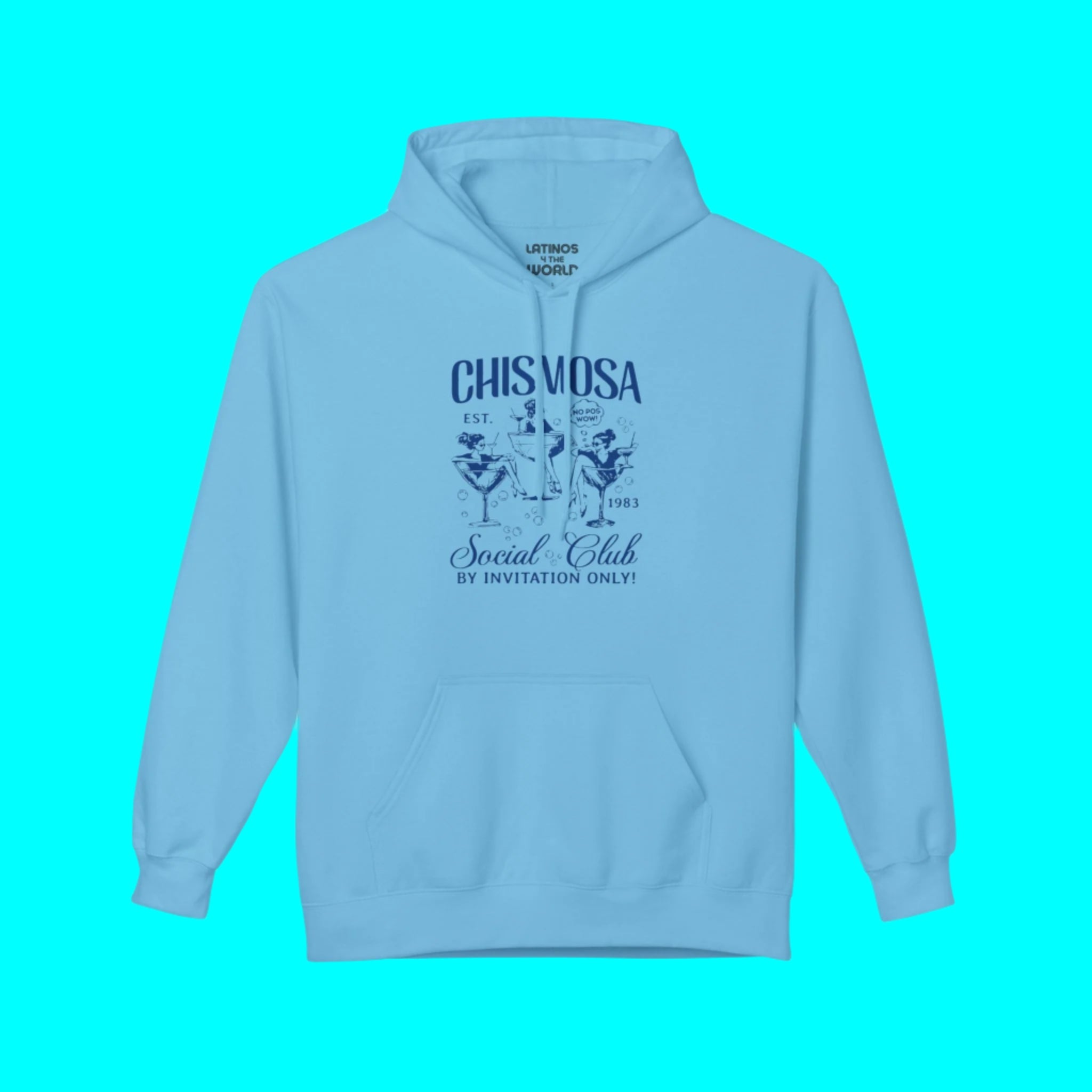 Chismosa Social Club Comfy Warm Hoodie | No Pos Wow! By Invitation Only! Funny Latino Fleece-Lined Crewneck