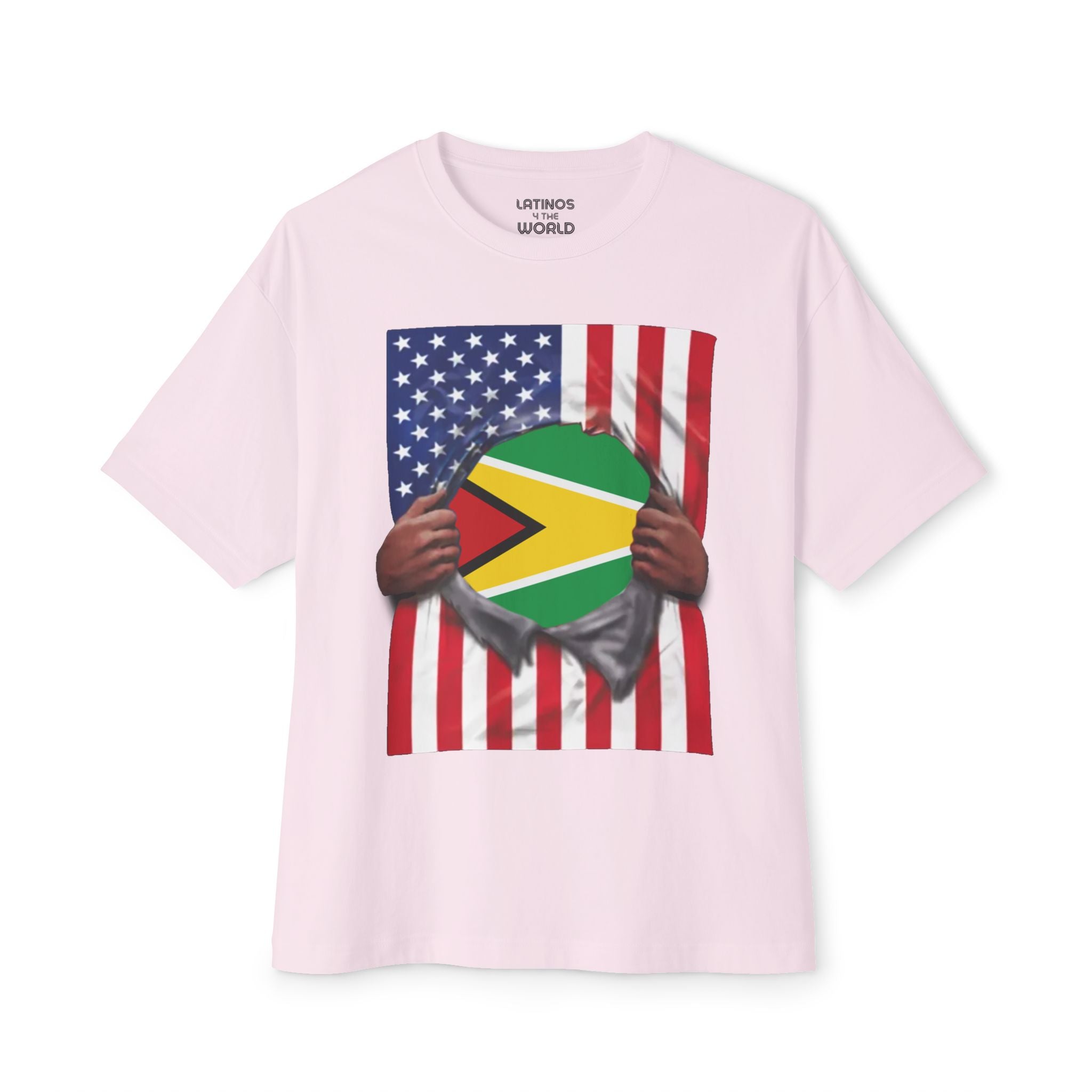 Camiseta de orgullo con bandera de Guyana + bandera de EE. UU. | Bandera guyanesa + estadounidense para el 4 de julio | Camisetas latinas virales divertidas | Unisex - 4 colores