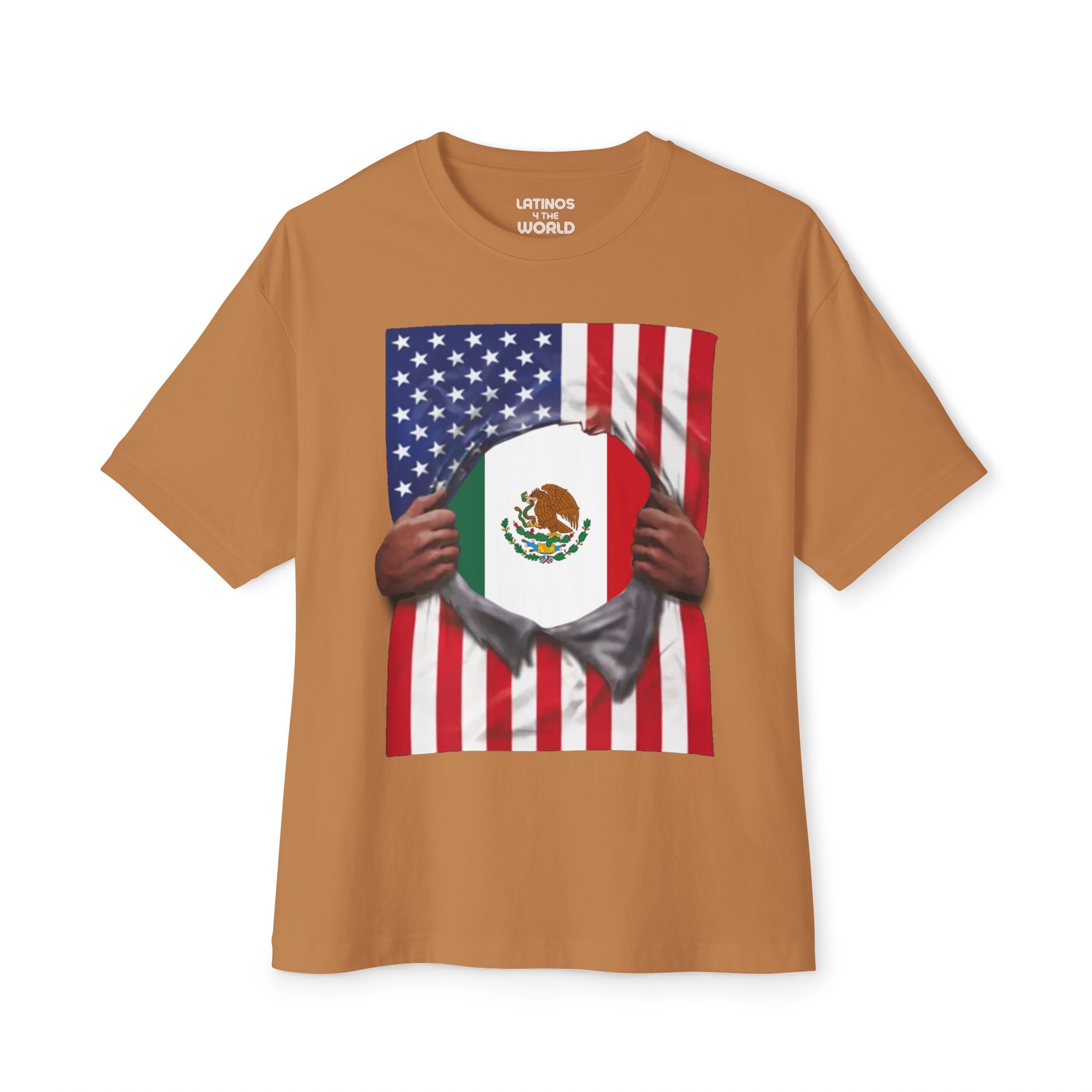 Camiseta de orgullo de la bandera de México + la bandera de EE. UU. | Desgarro de la bandera mexicana + estadounidense 4 de julio | Camisetas latinas virales divertidas | Unisex - 4 colores