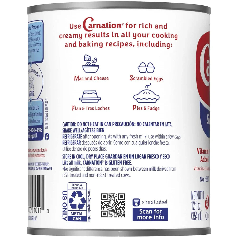 Leche Evaporada Carnation de Nestlé 12 oz