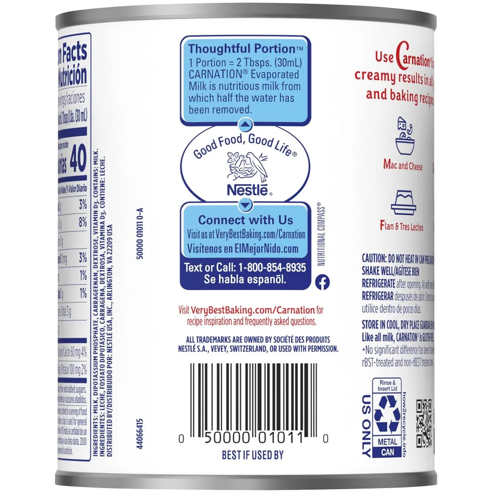 Leche Evaporada Carnation de Nestlé 12 oz