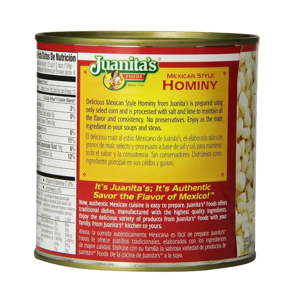 Maíz pozolero estilo mexicano Juanita's 25 oz