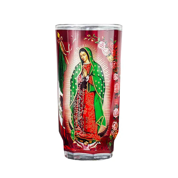 Vela Copa Blanca Pequeña Micheladita Virgen De Guadalupe