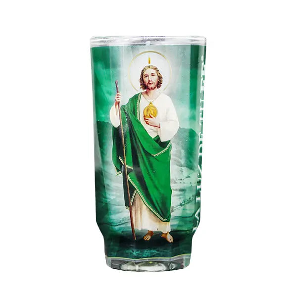 Vaso pequeño de vela blanca de micheladita de San Judas Tadeo