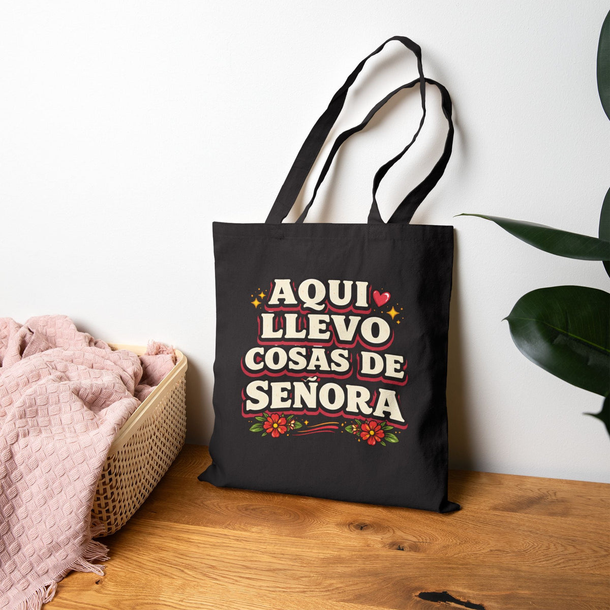 Aqui Llevo Cosas de Señora Canvas Tote Bag | Latino Floral Market Tote | Mother's Day Gift | Dia De La Madre
