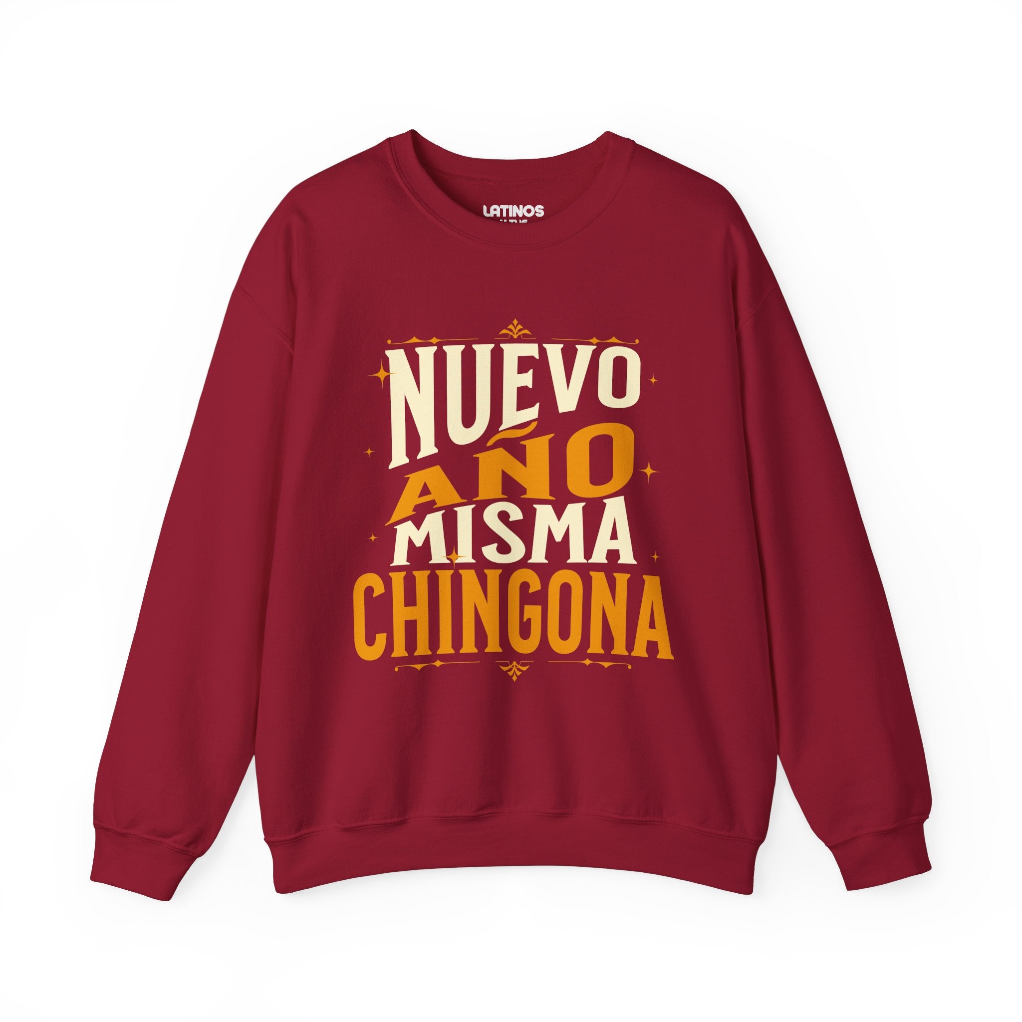 Sudadera de cuello redondo con el lema "Nuevo Año Misma Chingona Latino Happy New Year 2025" | Divertida de Año Nuevo | 3 colores