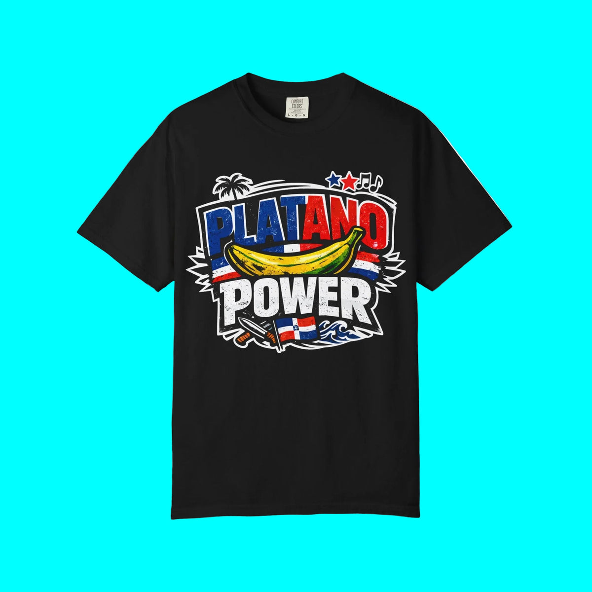 PLATANO POWER, Team Dominican Republic T-shirt | DR Baseball USA Funny Viral Latino Tees | Heavyweight Cotton