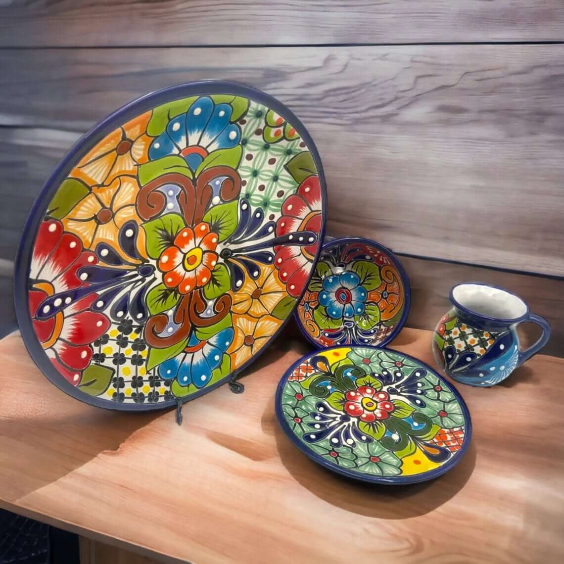 Juego de vajilla mexicana Talavera de 16 piezas | Talavera hecha a mano