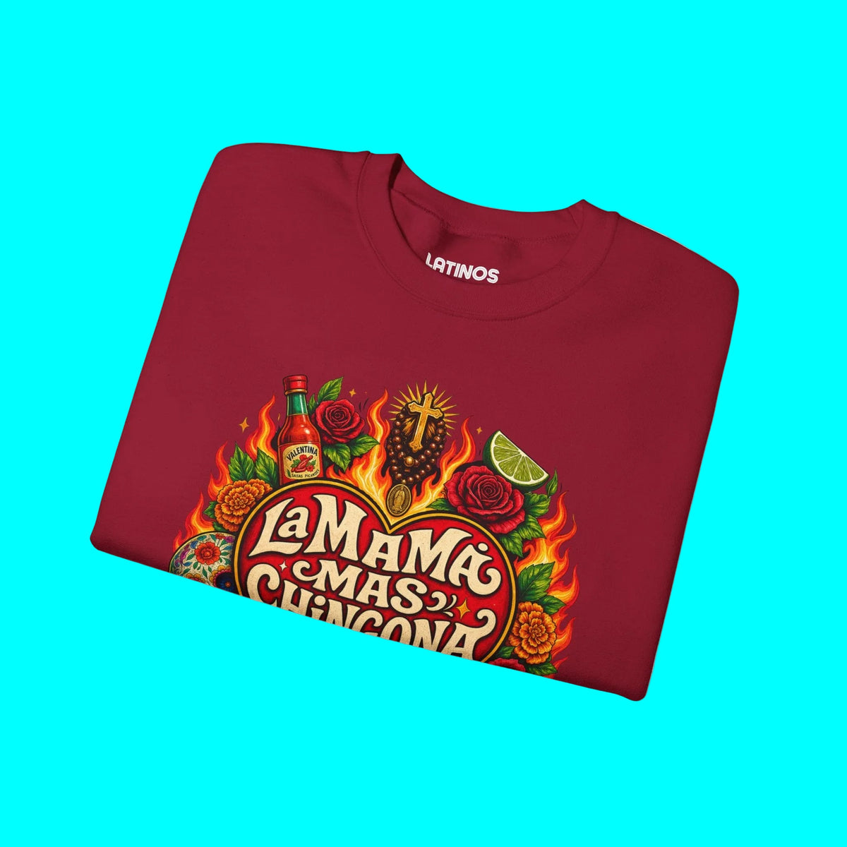 LA MAMÁ MAS CHINGONA Comfy Fleece-Lined Crewneck Sweatshirt | Dia De La Madre, Mother's Day | Funny Latino Pride