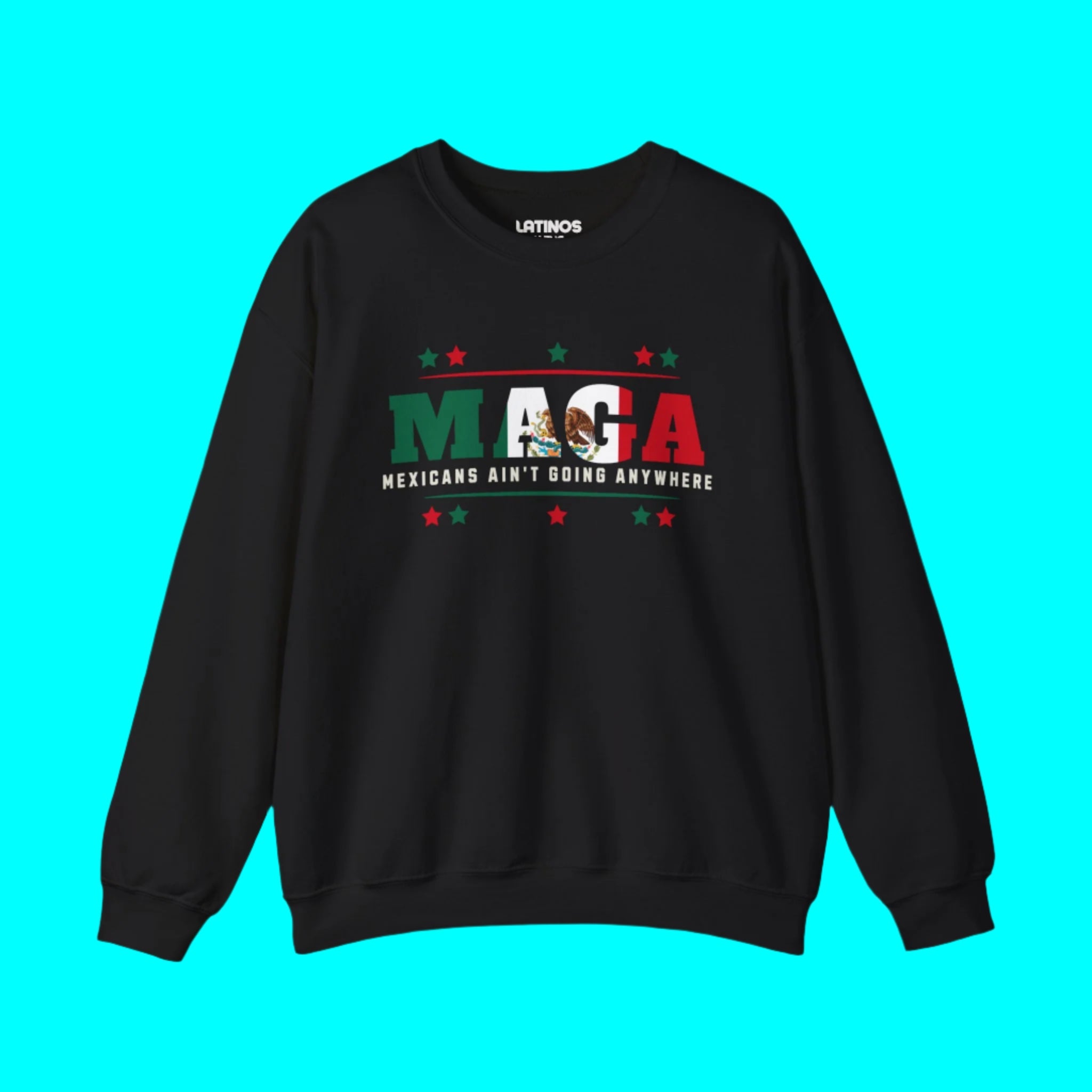 Sudadera de cuello redondo con forro polar "Mexicans Ain't Going Anywhere" V1 | Camisetas virales divertidas de orgullo latino | 3 colores