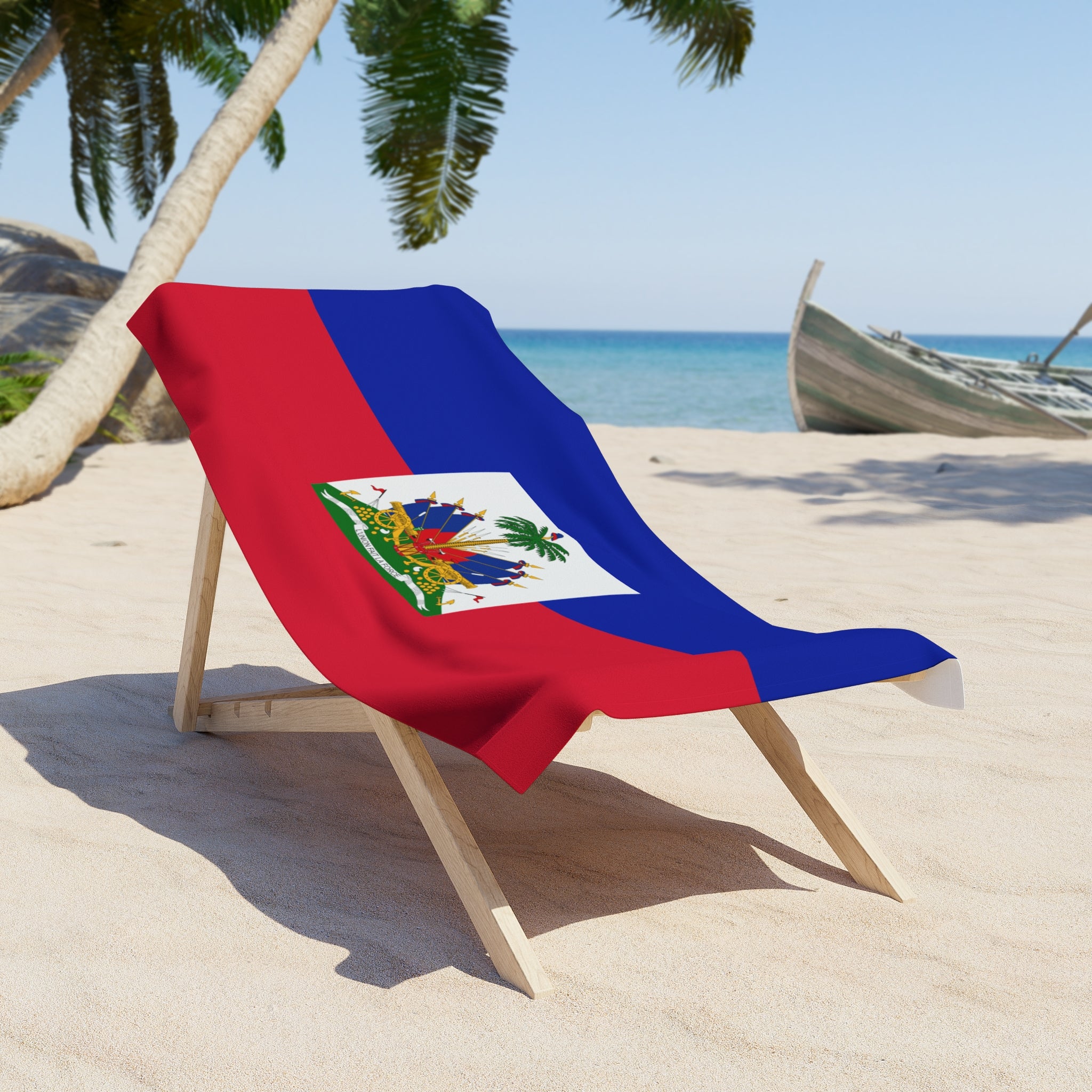 Toalla de playa con la bandera de Haití | Calidad y duradera - 2 tamaños | Orgullo haitiano | Regalo para haitianos
