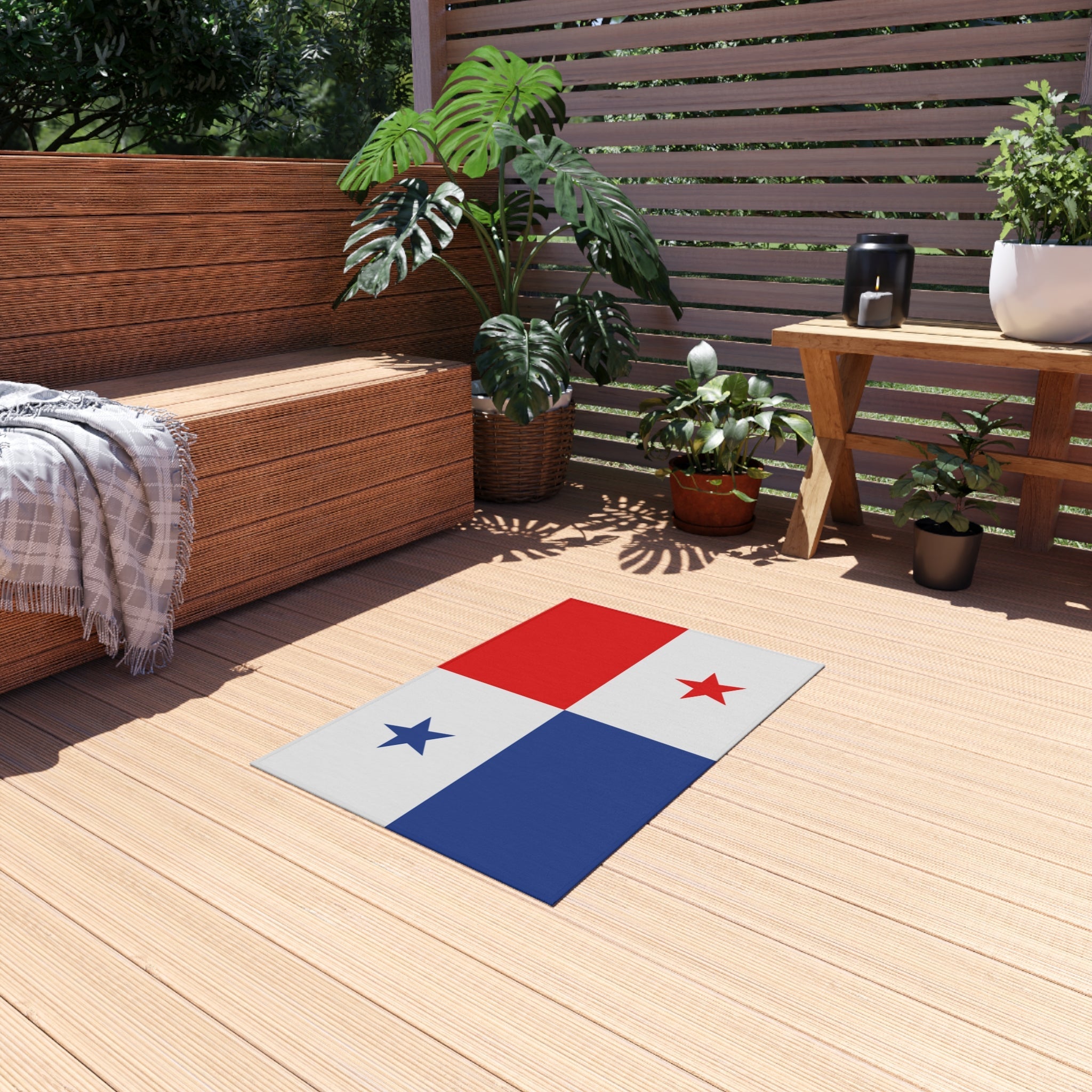 Alfombra Antideslizante para Exteriores con la Bandera de Panamá | Santiago | Tocumen | David | Regalo para Panameños | 24"x36"