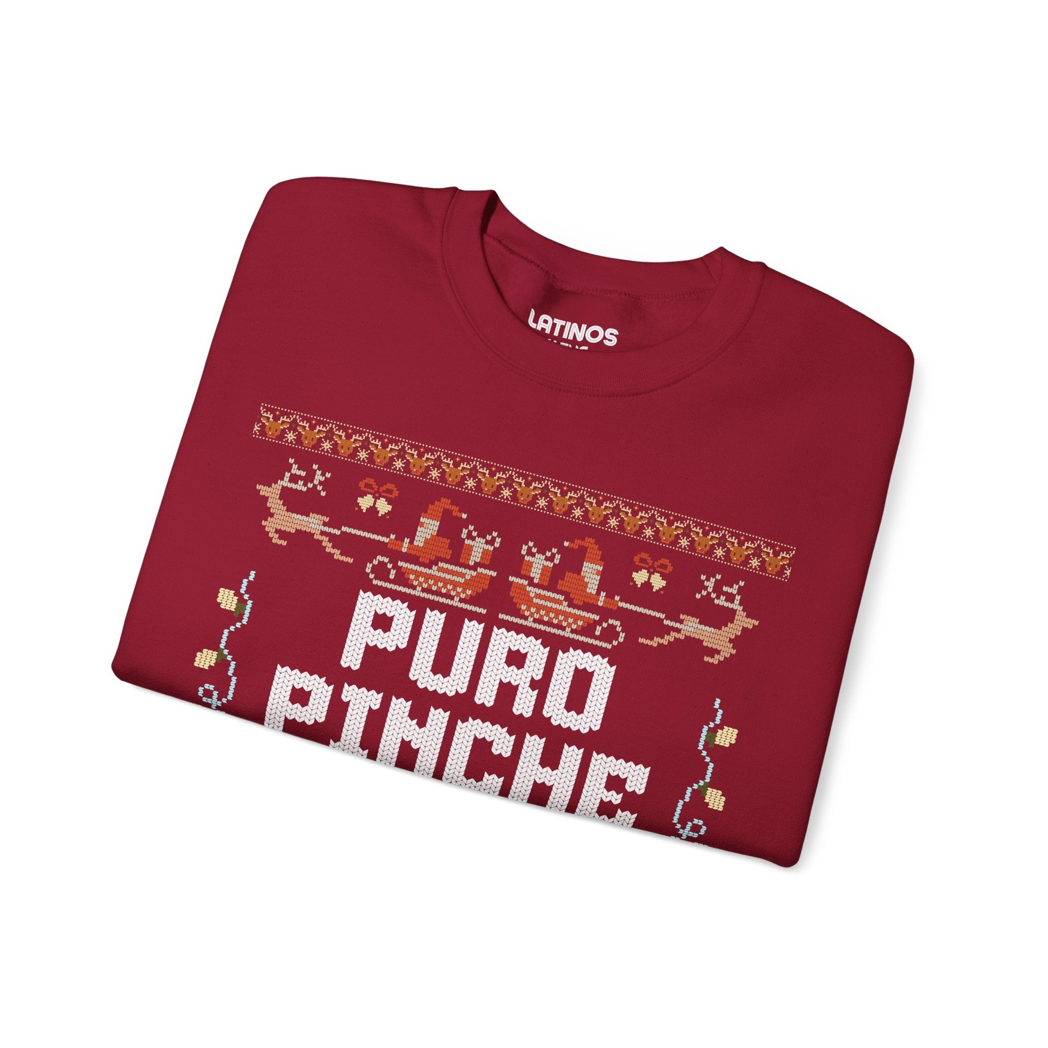 Sudadera navideña fea de Puro Pinche Pari Chingo Latino | Divertida y brillante | 3 colores