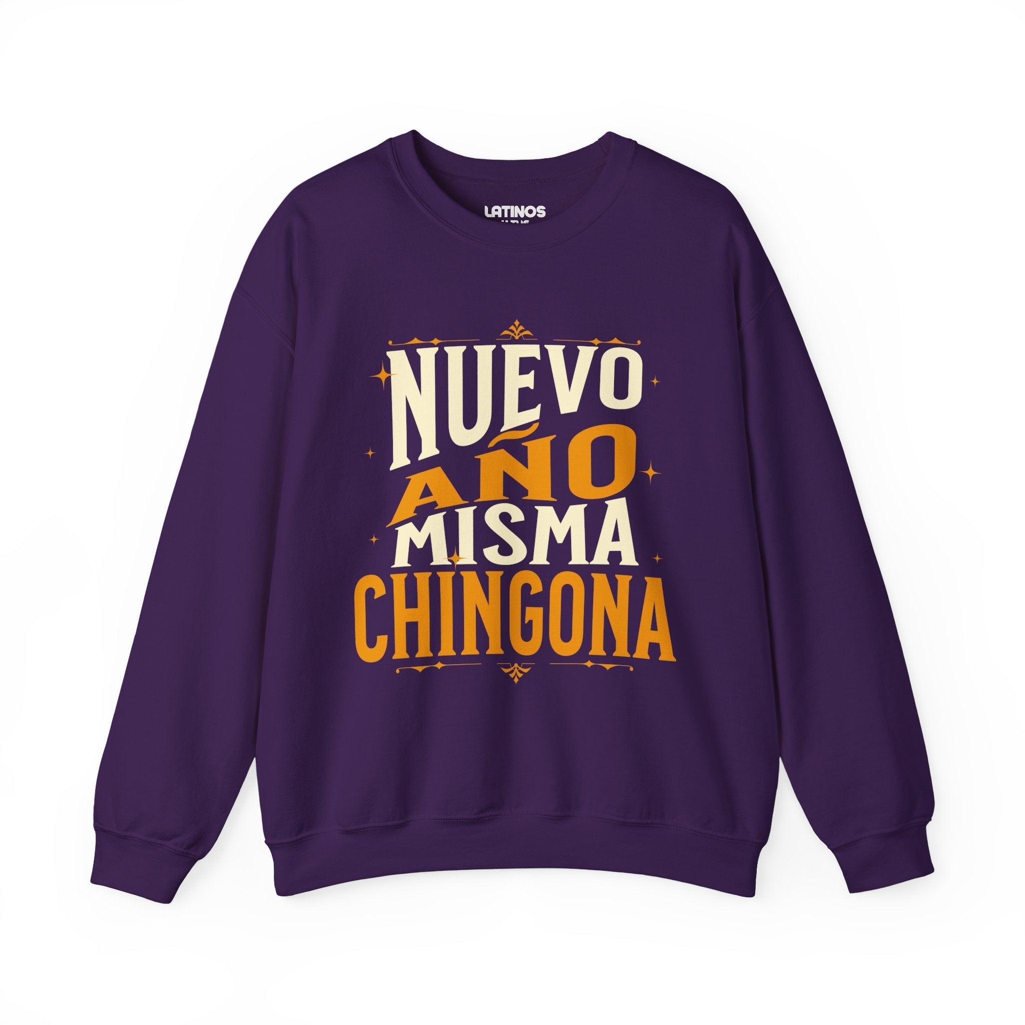 Sudadera de cuello redondo con el lema "Nuevo Año Misma Chingona Latino Happy New Year 2025" | Divertida de Año Nuevo | 3 colores