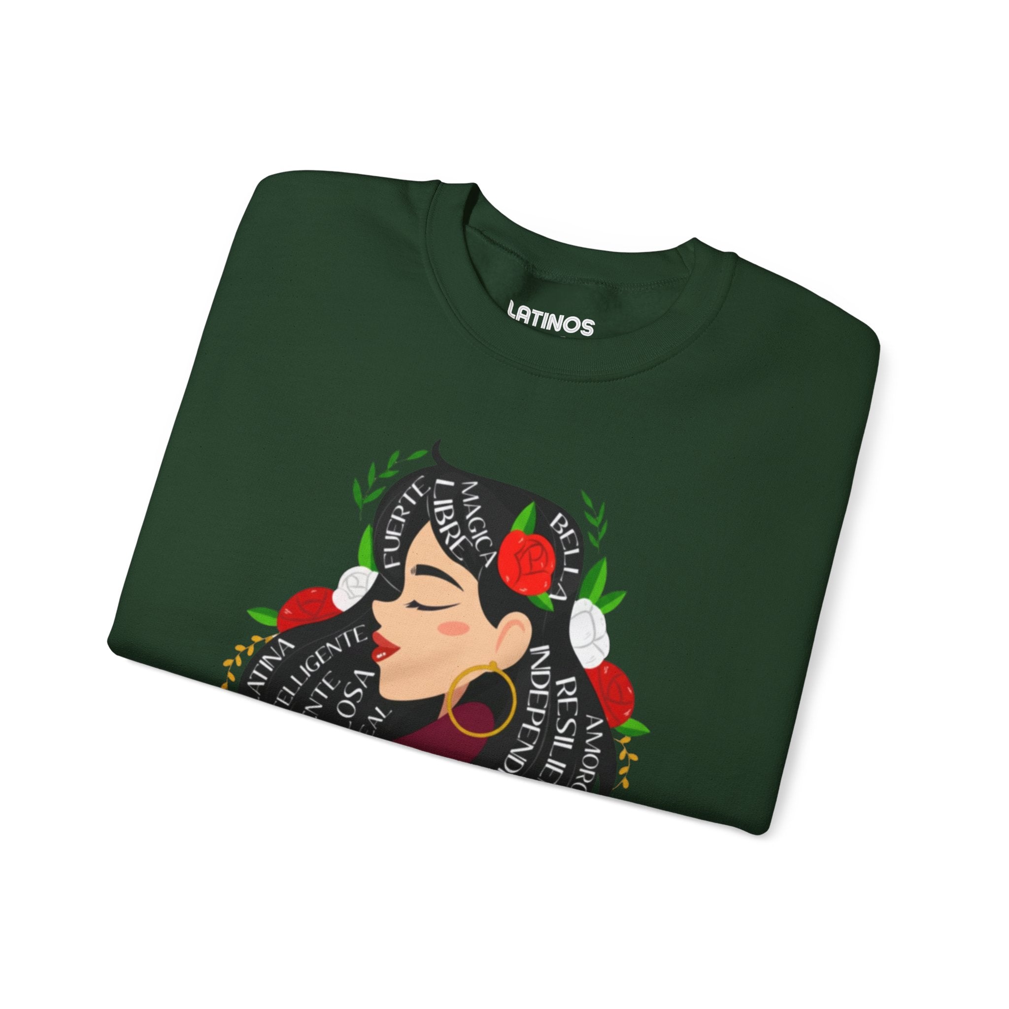 Soy Mujer (Bella, Leal, Latina, Valiente) Female Empowerment Crewneck Sweatshirt | Fleece-Lined Crewneck | 3 Colors