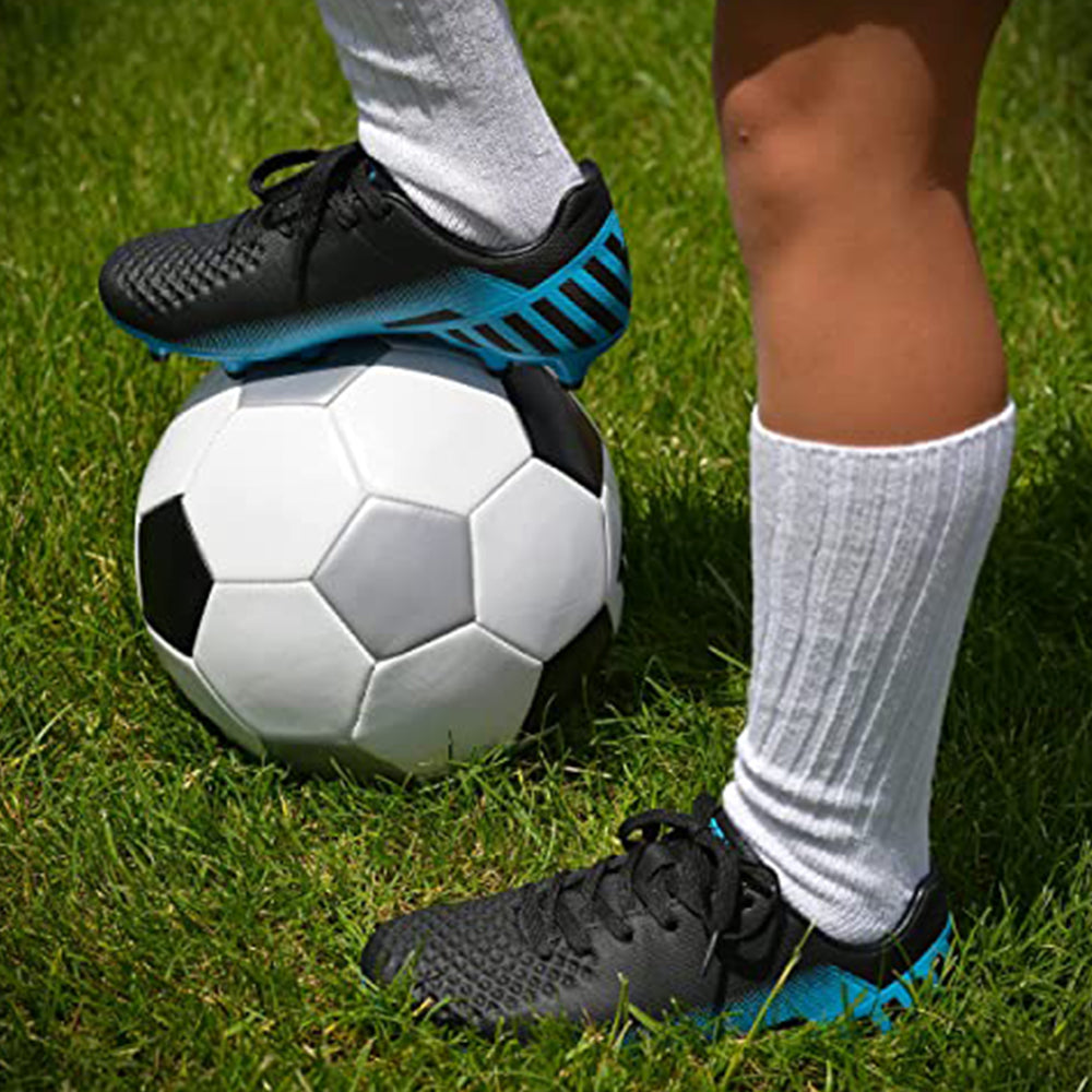 Santos JR. Firm Ground Soccer Shoes -Black/Sky Blue